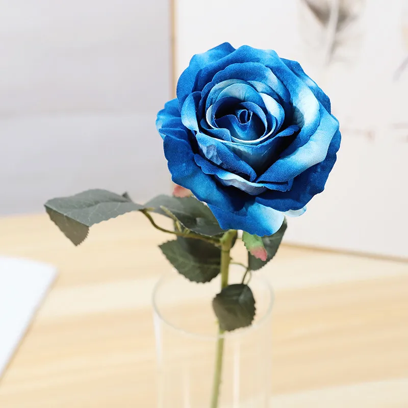 blue 1 шт./лот, латексная Роза, искусственные цветы, настоящая Роза на ощупь, цветы на год, украшение для дома, свадьбы, вечеринки, подарок на день рождения - Цвет: blue