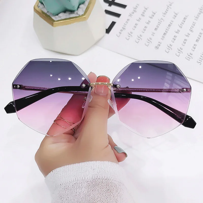 

Rimless Women's Sunglasses Design Fashion Lady Sun glasses Vintage Alloy Classic Designer Shades UV400 Eyewear