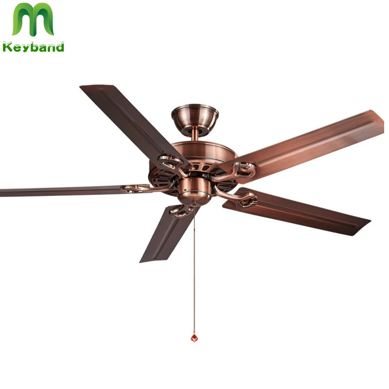 

Electric Ceiling Fan without Lights Brass or Black Surface Color Wind Speeds Adjustable Timing Reverse Function