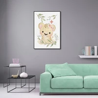 cartoon style murals little leopard and leaf frameles poster home residential bedroom decoration living room canvas painting