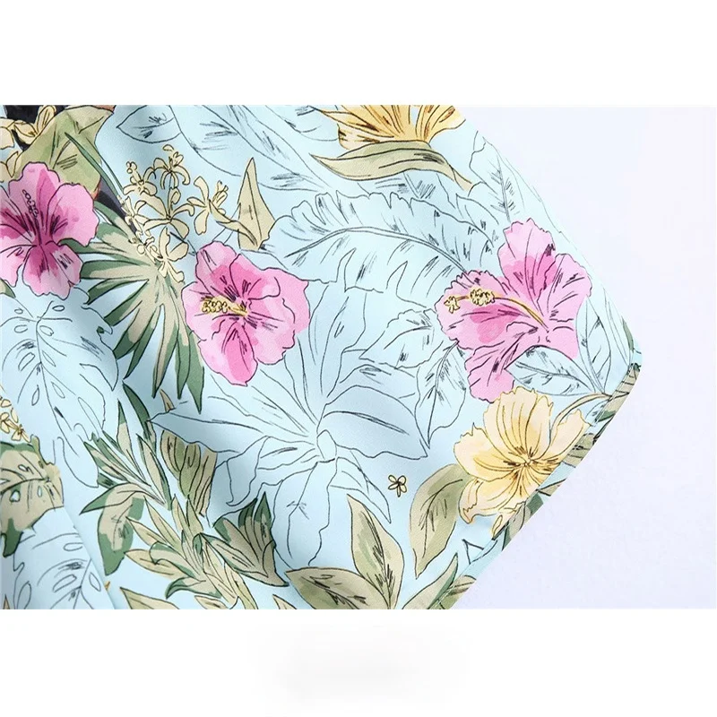 

Women Chic Fashion Toucan Print Shorts Vintage High Elastic Waist Side Pockets Female Short Pants Mujer