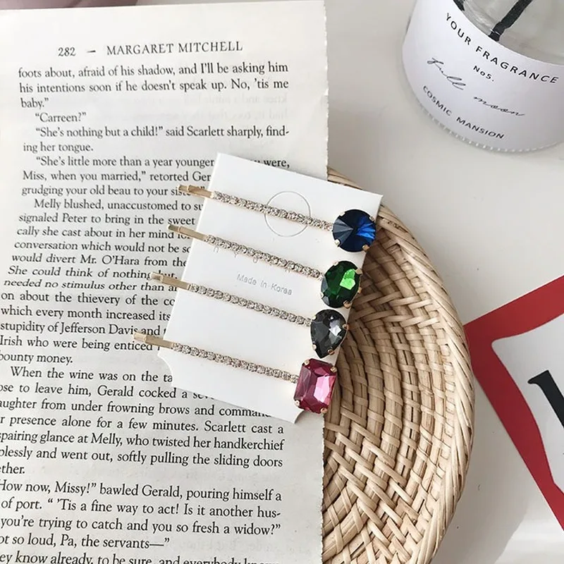 

5Pcs New Water Drop Flannel Rhinestone Hair Clips High Grade Boutique Crystal Hair Pins For Women Europe America Simple Popul