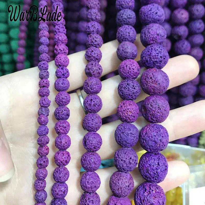 Бусины Из Натурального фиолетового вулканического камня диаметром 4/6/8/10/12 мм |