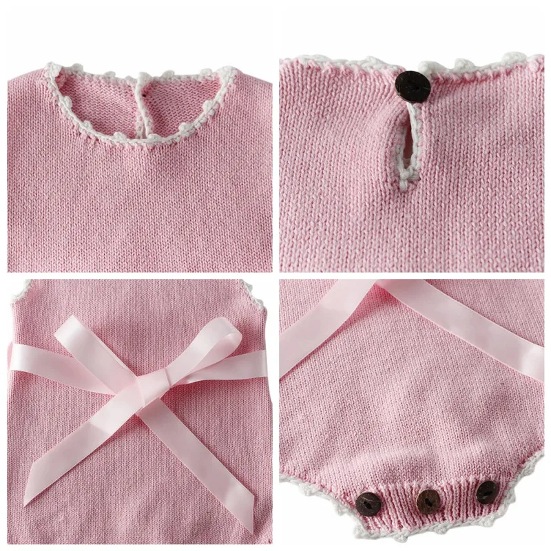 

Newborn Baby Girl Clothes Spring Bow Knitted Baby Clothes Baby Romper For Girl 100% Cotton Infant Baby Girls Jumpsuit Romper