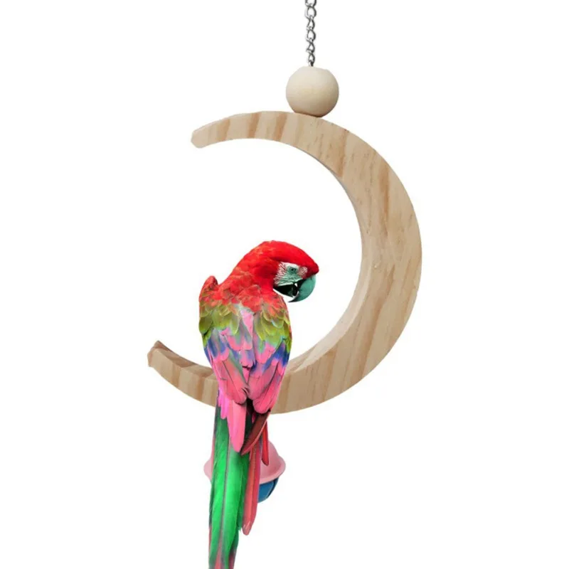

Birds Toy Pet Parrot Parakeet Budgie Cockatiel Cage Bird Swing Toys HangingToy Brinquedo Hammock Moon-shaped Swing pajaros Toy