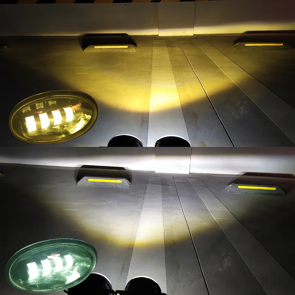 Pair Car LED Fog Lights Cut-Line Lens White + Yellow Double Colors Headlight Lamp for Honda Fit Sport North America GD 2007 2008 |