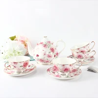 European Coffee set Bone china Country Afternoon Teapot & Tea Cup Saucer Porcelain Gift Big Capacity 1000ml Kitchen Accessories