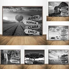 Черно-белая Персонализированная картина с именем на холсте, дорожный знак на заказ, плакат, Настенная картина, картина, Подарок на годовщину, семейный Декор