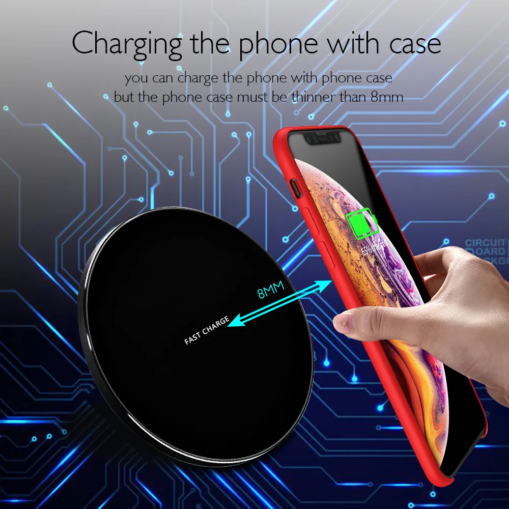 15 Вт быстрая QI Беспроводная зарядка для Samsung Note 10 S10 Plus Huawei P30 Pro Xiaomi Mi9 iPhone XR X XS Max 8