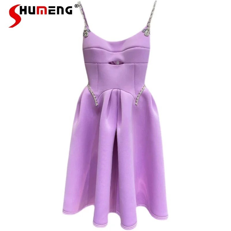 

Женское летнее платье в западном стиле, фиолетовое облегающее платье с вышивкой стразами, украшенное бусинами, 2021