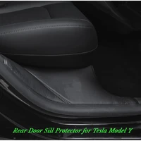 2021 new for tesla model y rear door sill leather protective anti kick pad hidden protection 2pcs set