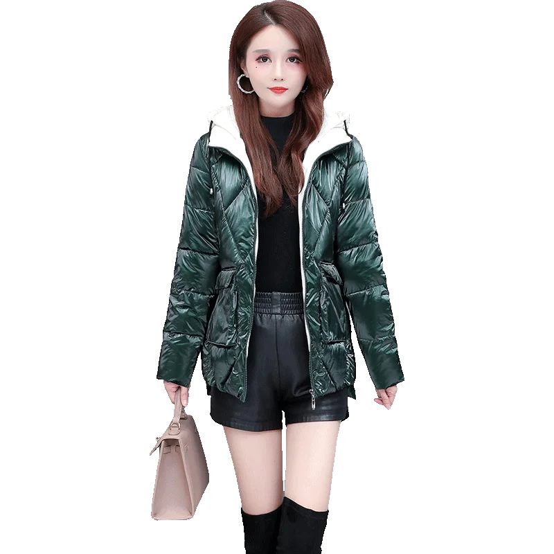 

2020 winter new bright face down and down cotton padded jacket for women short and thick cotton padded jacket for fashionable