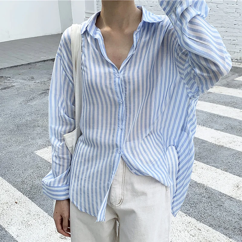 

Рубашка женская в полоску, с длинным рукавом, 2020