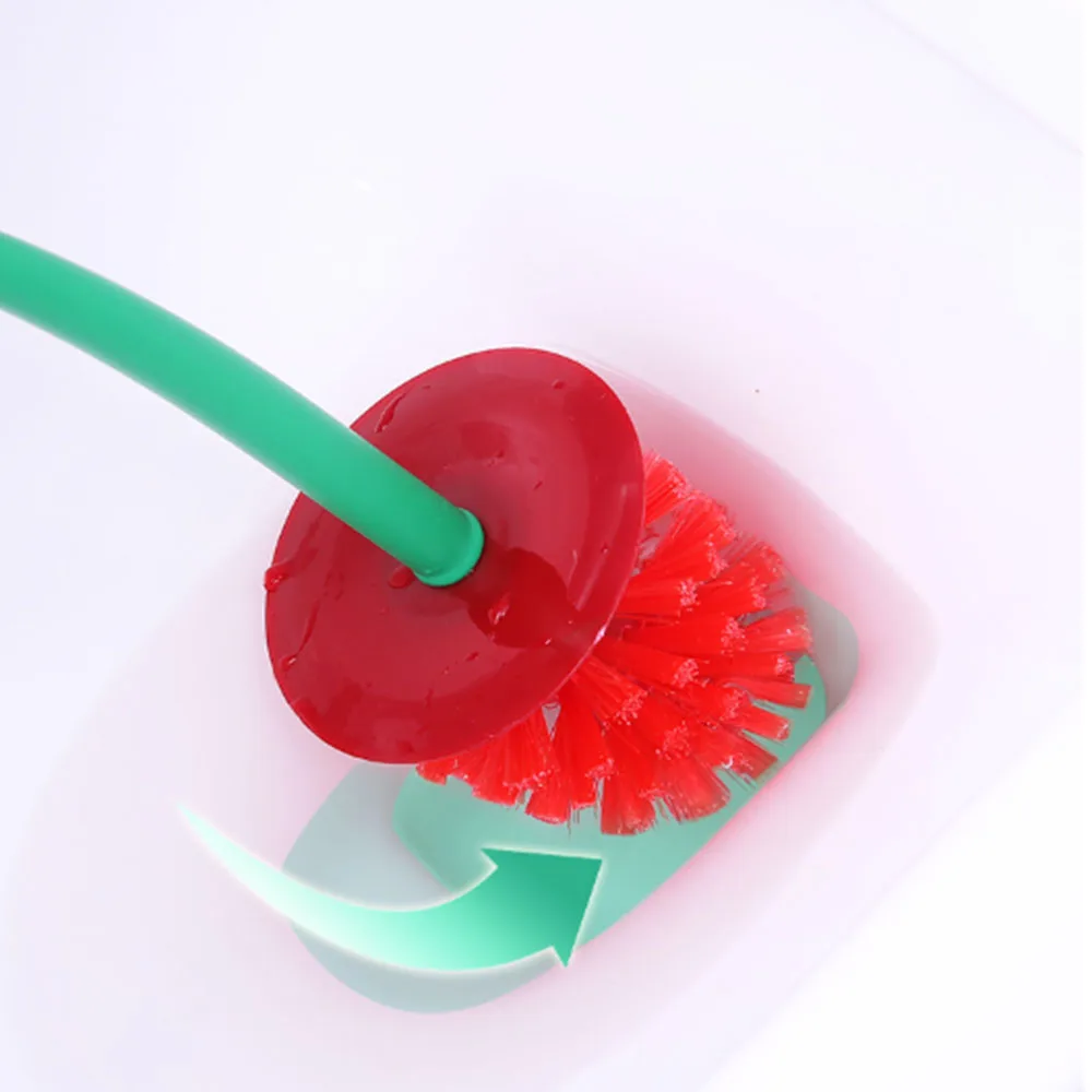 toilet brush and plunger set lovely red cherry lavatory round head cleaner holder bin for washroom bathroom clean household tool free global shipping