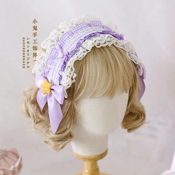 

Tea Party Cosplay Sweet Lolita Dessert Biscuits Hairband Hair Accessories Soft Sister Lattice Strawberry Lace KC Hairpin