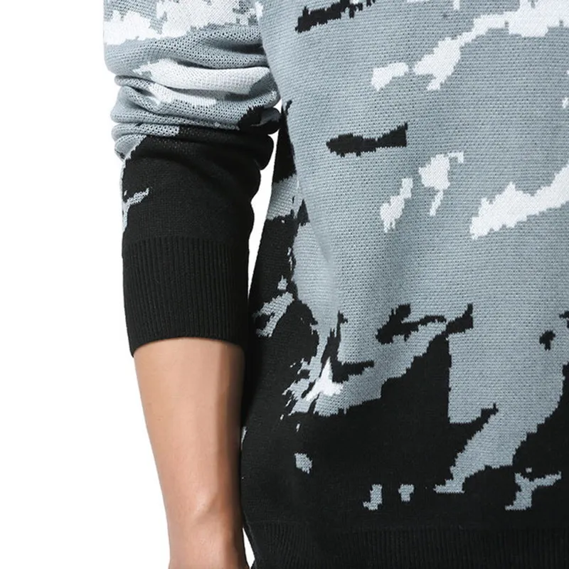 

2021 Spring Autumn Men's Cotton Acrylic Slim O-Neck Printed Sweater Street Trend XR982