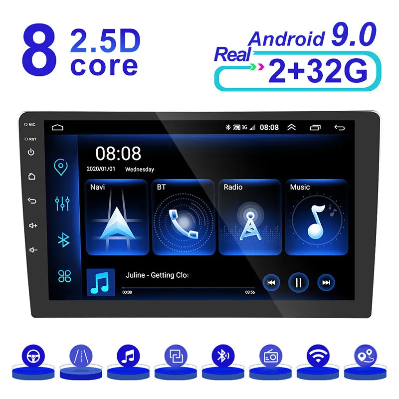 Универсальный Автомобильный мультимедийный плеер 9 дюймов 2 Гб ОЗУ + 32 ПЗУ Carplay DSP