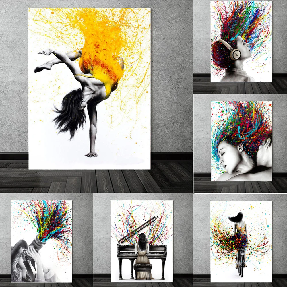 Картина на холсте граффити плакаты для девушек играющих пианино фотографий