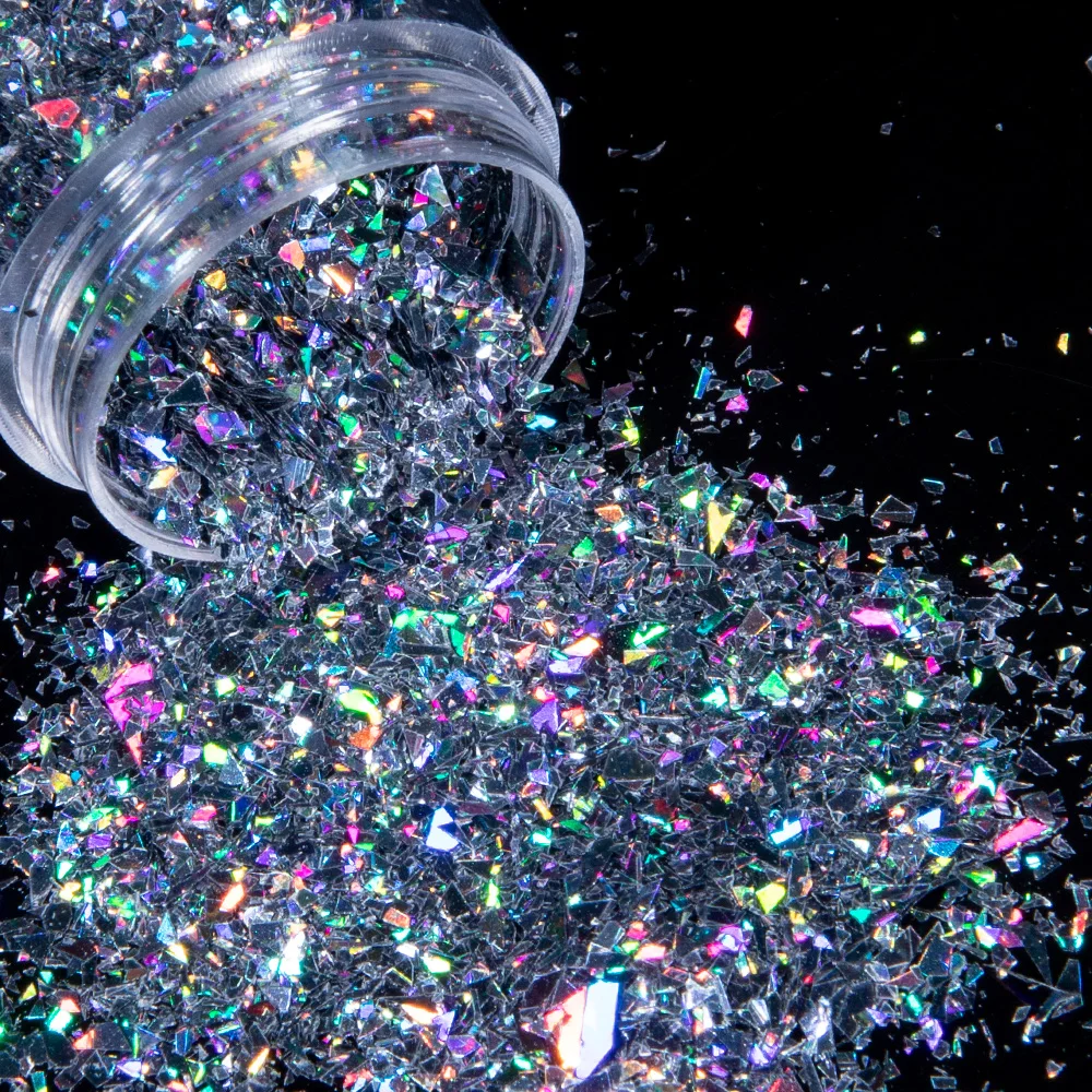 1 банка для ногтей блестки порошок смешанные формы нерегулярные Блестящие