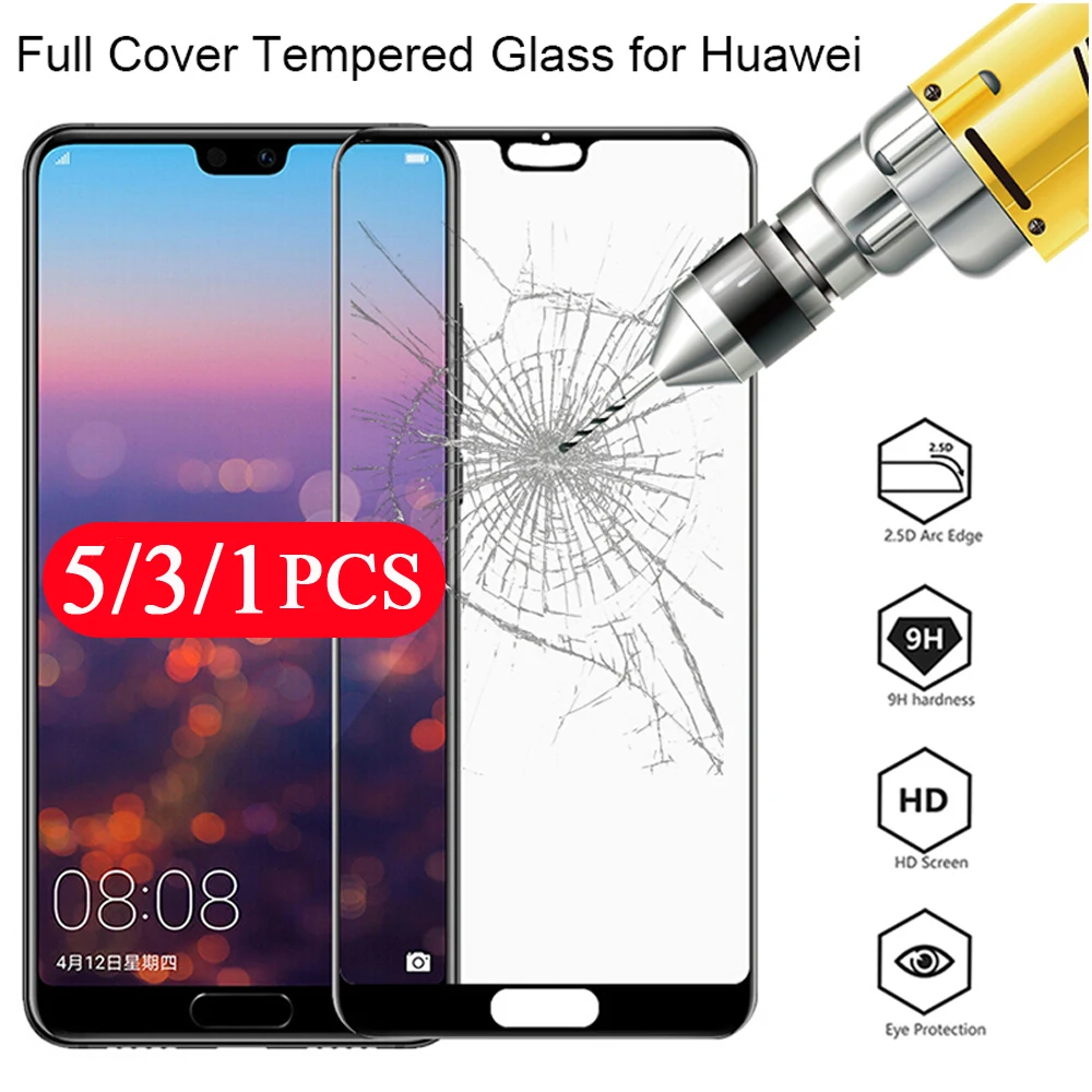 

5/3/1Pcs cover for huawei P40 pro plus P30 P20 lite tempered glass protective P40 lite E phone screen protector glass smartphone