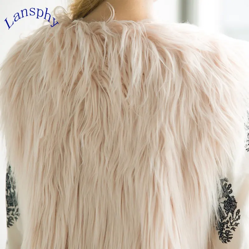 Для женщин коричневый цвет большие Размеры жилет из искусственного меха для