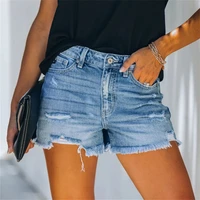 women fashion ripped high waisted denim shorts vintage hole summer casual pocket short jeans ladies street hotpants shorts 2022