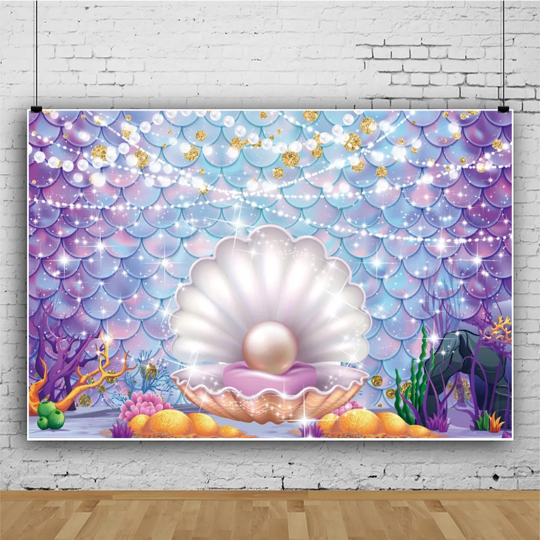 

Подводный Блестящий светлый фон для фотосъемки новорожденного ребенка девочки русалки принцессы фон для дня рождения баннер Декор Стола