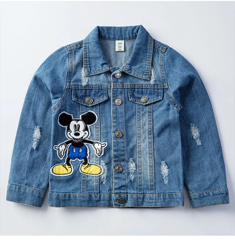 Mickey Denim Jacket For Boys Fashion Coats Children Clothing Autumn Baby Girls Clothes Outerwear Cartoon Jean Jackets Coat