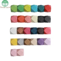 26pcs diy wooden beads rainbow color geometric wooden beads 20mm baby teething jewelry making