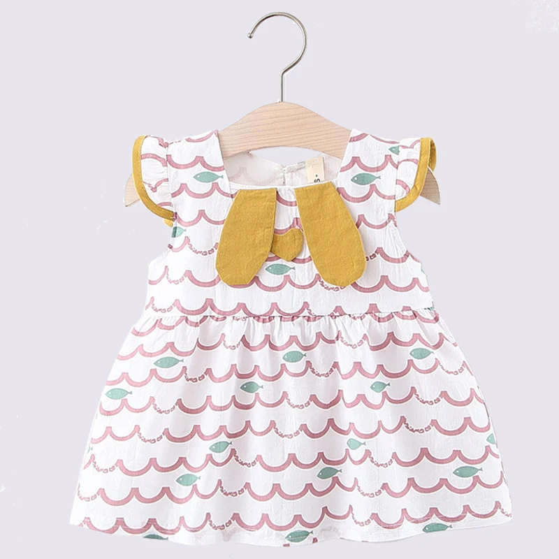 Платье принцессы с волнистыми полосками для девочек лето 2020 милая детская одежда
