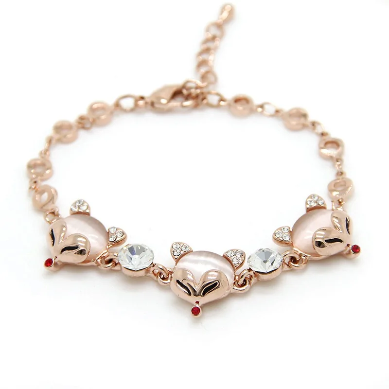 

High-end cute bracelet opal small fox rhinestone bracelet party hand jewelry friendship bracelets ladies new bracelet Girl gift