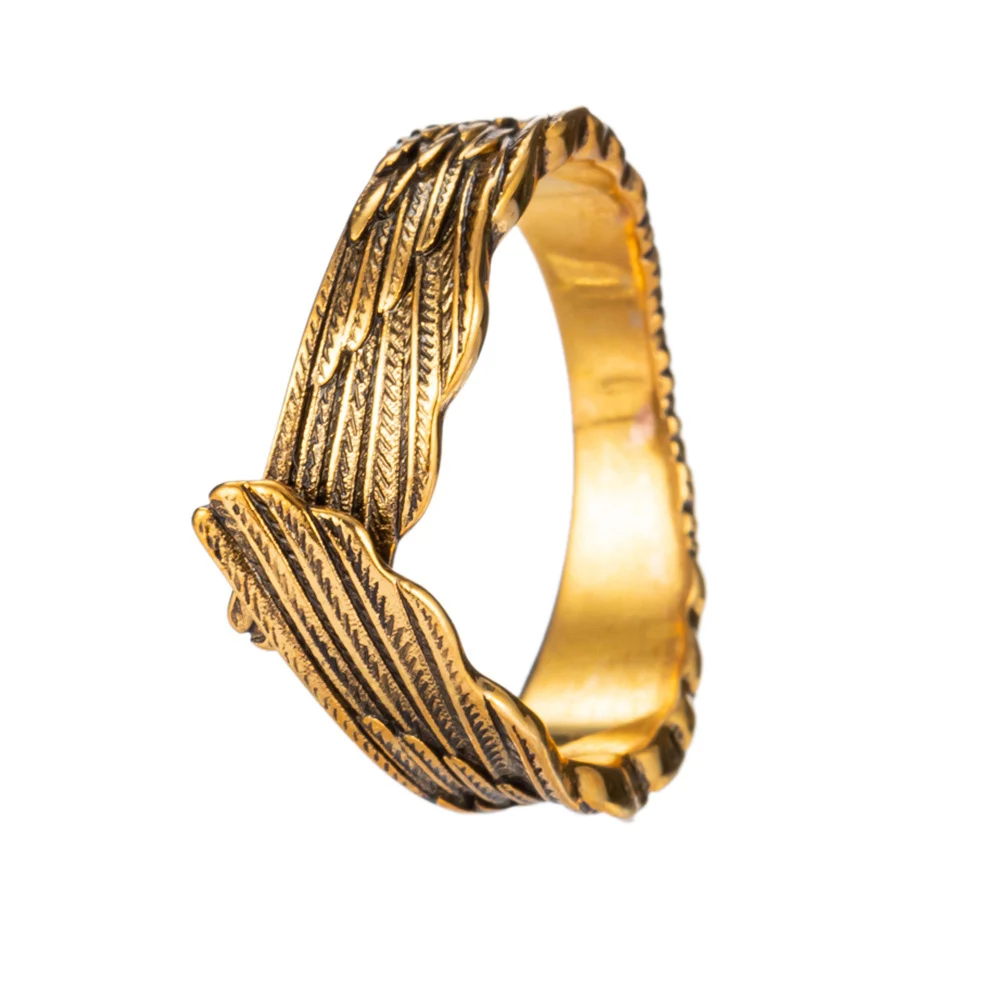 

Unique creative retro feather wings geometric pattern jewelry ladies engagement wedding Valentine's day gift ring