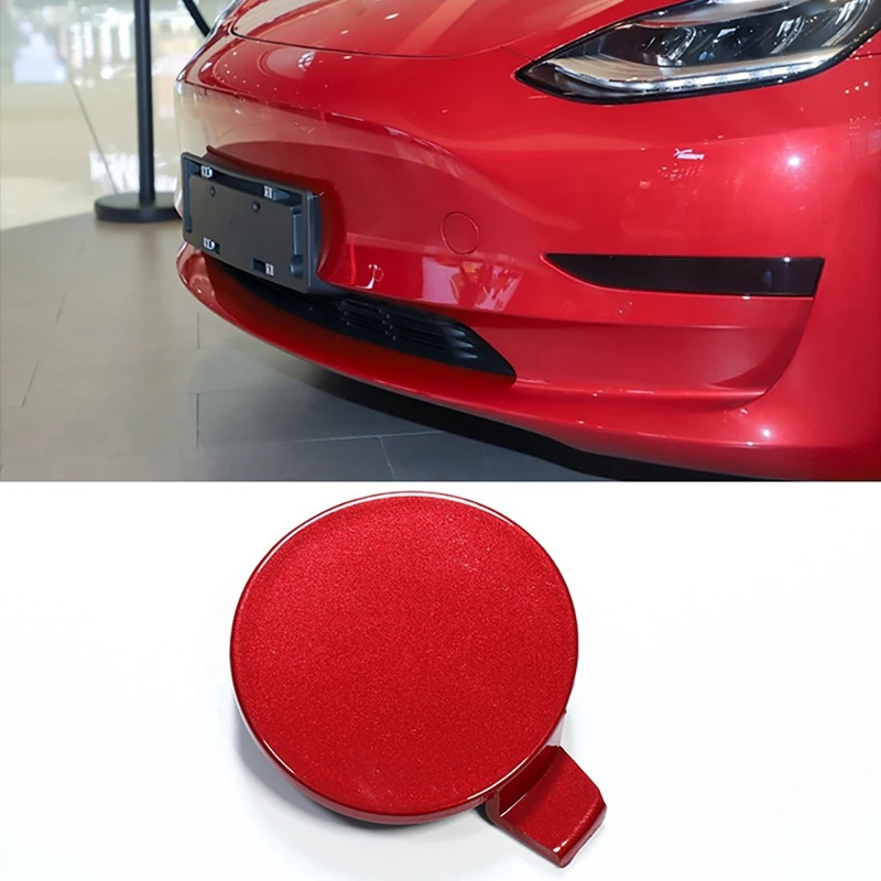 

1 Pcs Car Rear Exhaust Port USB Charging Special Protective Cover & 1 Pcs Car Red Front Bumper Tow Hook Cap Cover