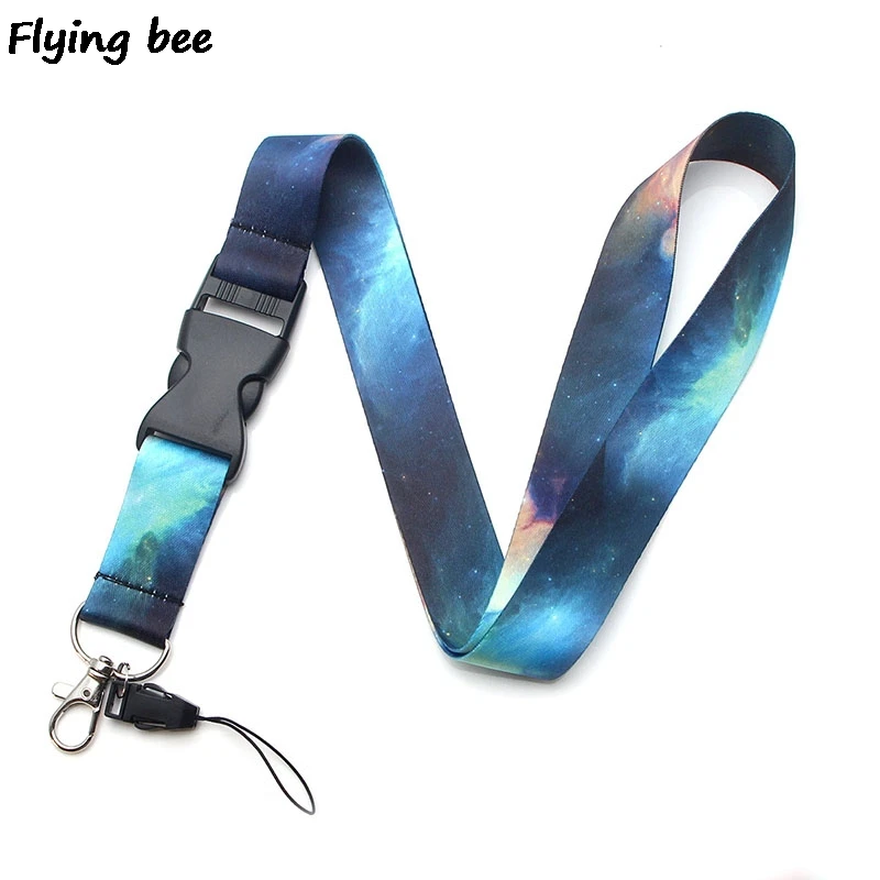 Flyingbee Прохладный звездное небо шнурок телефон веревочные брелоки для ключей ID