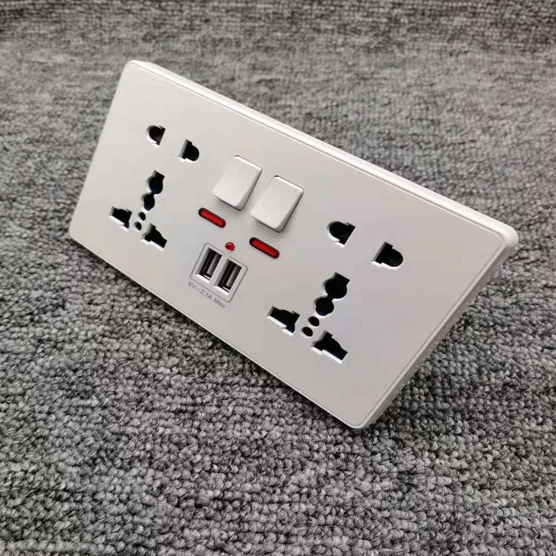 Белая Встраиваемая панель европейского стандарта двойной USB порт 2 1 А переменный