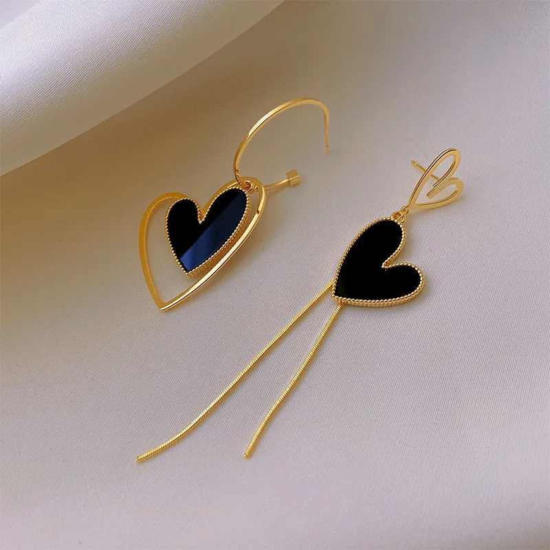 

Asymmetric Love Tassel Earrings 2022 New Exquisite Trend Women's High-End Temperament Earrings Personalized Design Jewelry