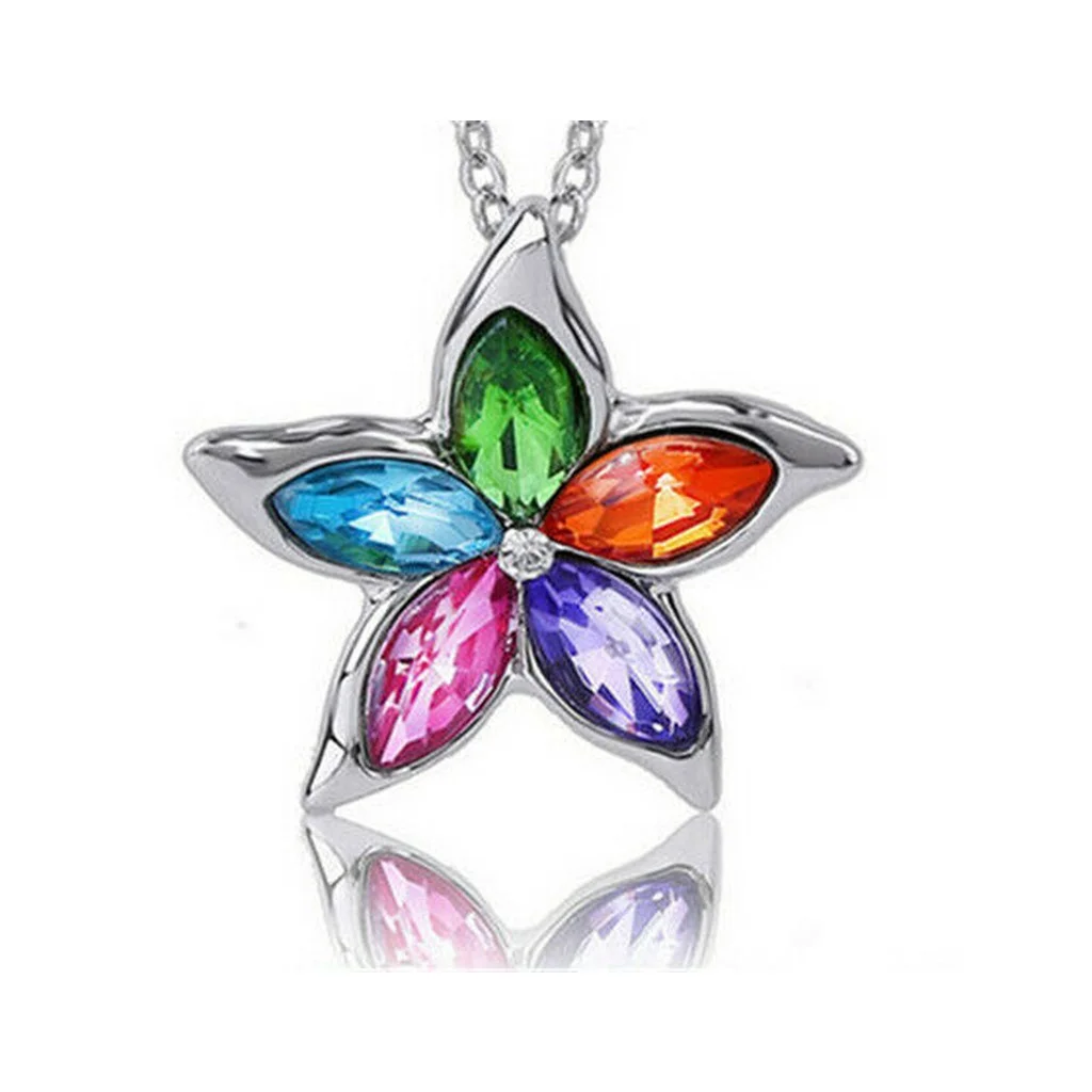 

Fashion Lady Silver Chain Rhinestone Crystal Pendant Necklace Jewelry