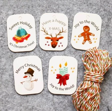 50 шт./лот Санта Клаус Снеговик Олень бумажная этикетка вешалки вечерние DIY Декор