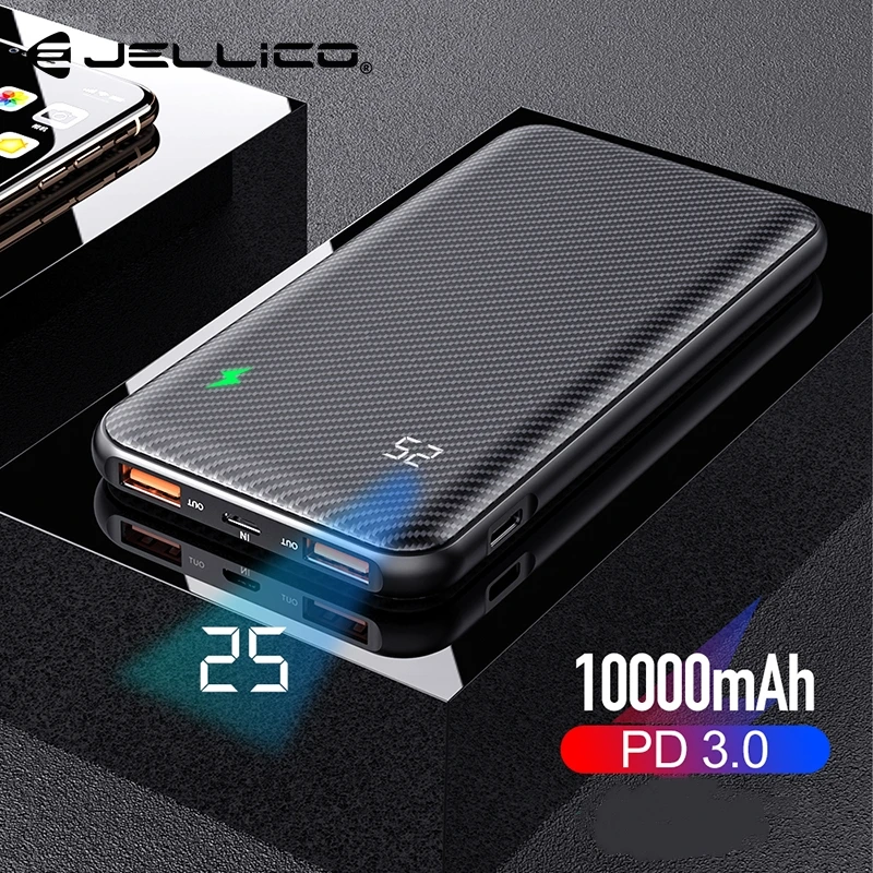 Быстрое зарядное устройство 10000 мАч с двойным USB QC3.0 PD внешний аккумулятор