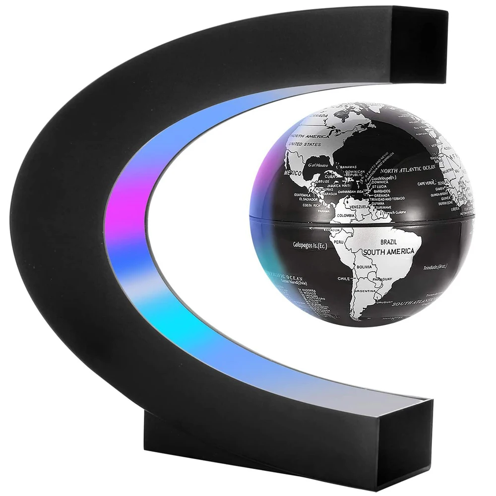 Магнитная левитация Плавающий глобус светодиодная карта мира электронная лампа