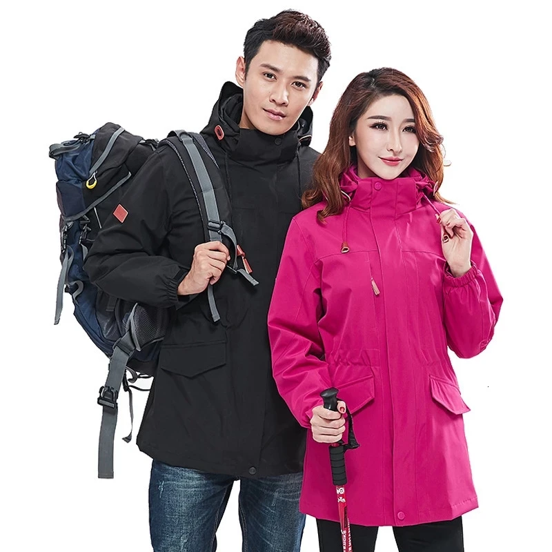 

Autumn Winter 3 In1 Two-Piece Jackets For Men And Women Outdoor Hiking Clothes Camping Waterproof Warm Mid-Length Windbreaker