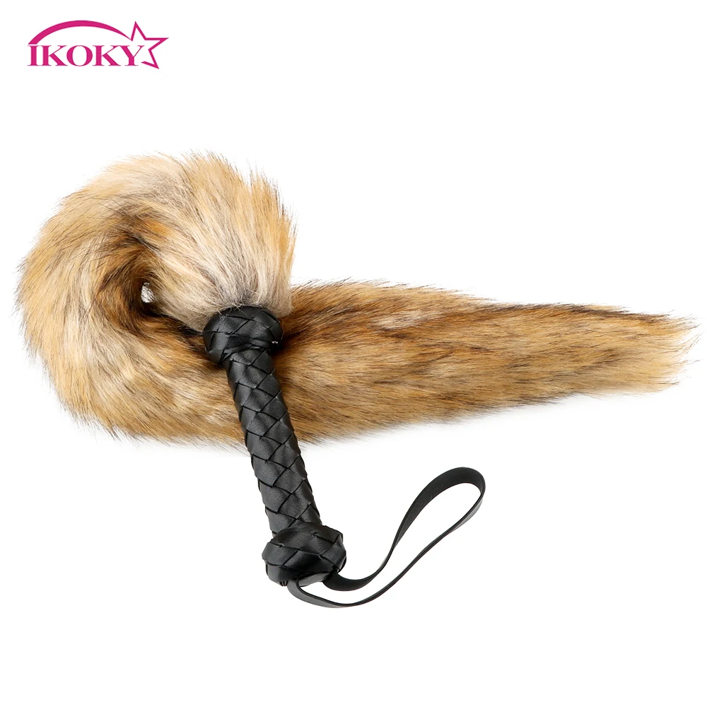 Плетеная рукоятка IKOKY секс игрушки для мужчин женщин пар весло Кнут с лисьим