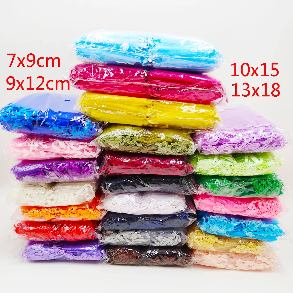 500 шт. сумки из органзы 5x7 7x9 9 9x12 10x15 13x18 см|Упаковка и стойки для украшений| |