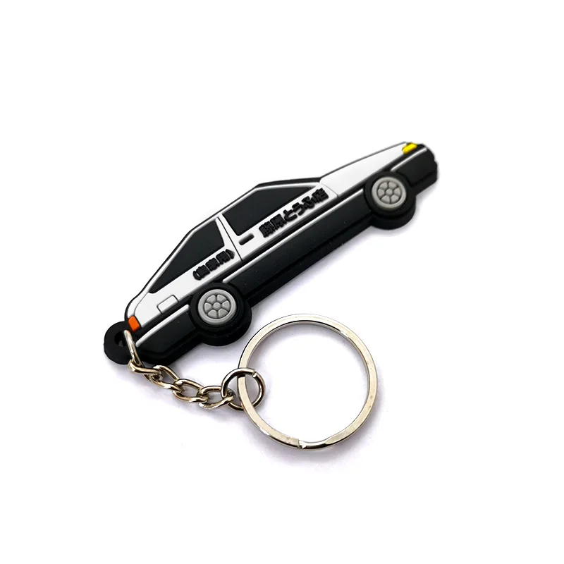 New Car Styling AE86 Rubber Car Model Keyring Fujiwara Tofu Shop Initial D RACING Performance Car Keychain Accessories