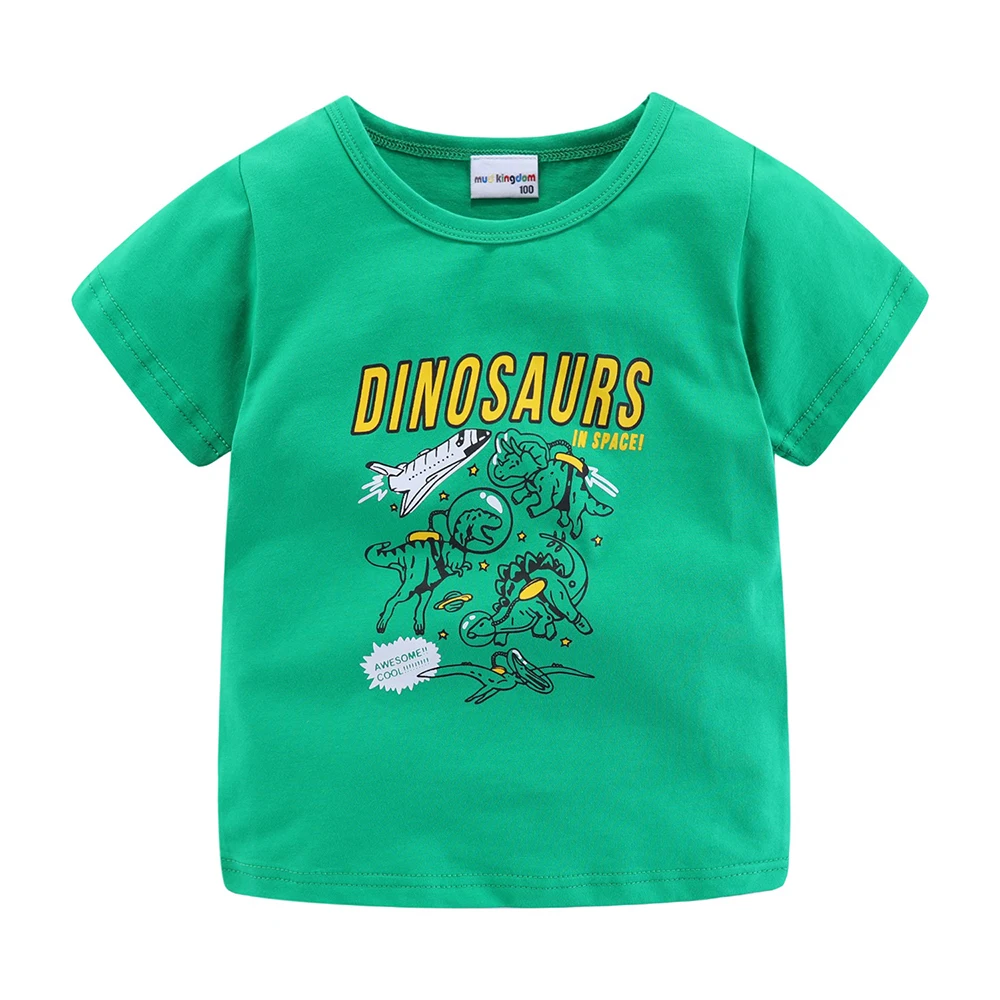 

LittleSpring Boys Outfits Cartoon Dinosaur Short Sleeve Shirt Summer 2 Piece Set for Kids Clothes