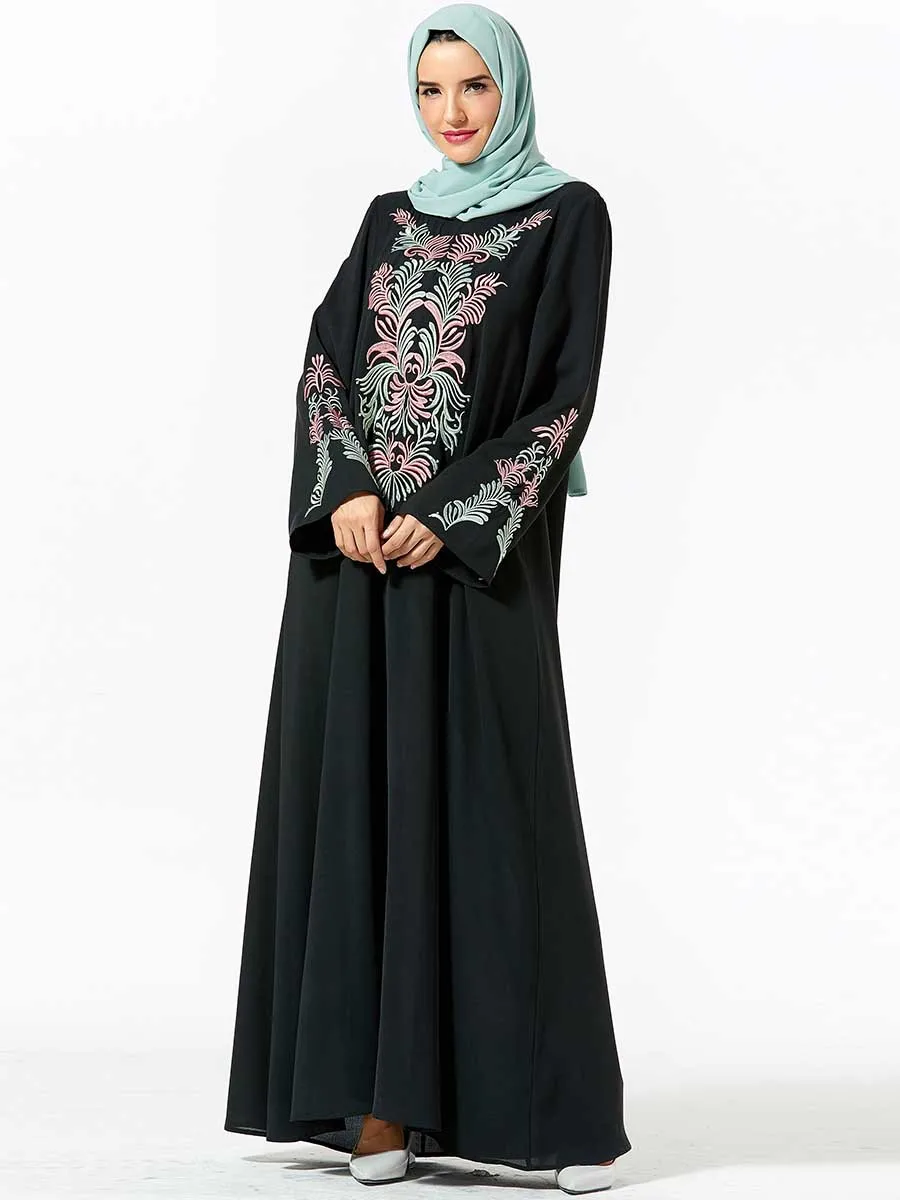 Женское длинное платье Кафтан с вышивкой в турецком арабском и мусульманском