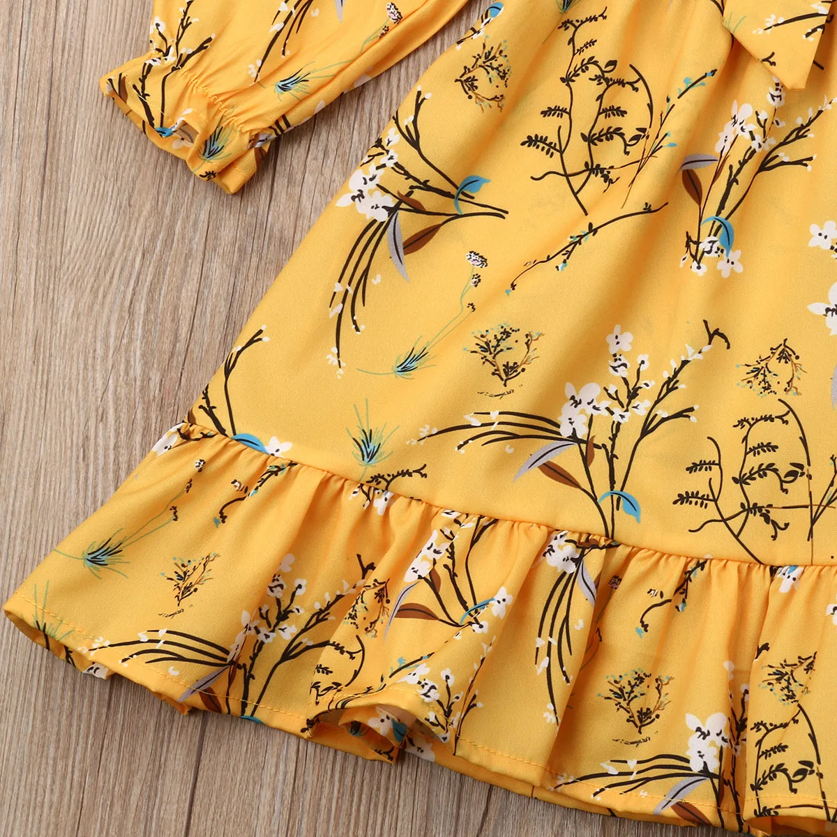 Girl Dress 2019 Autumn Kids Long Sleeve Floral Maxi Boho Bow collar Outfit Holiday Party | Детская одежда и обувь