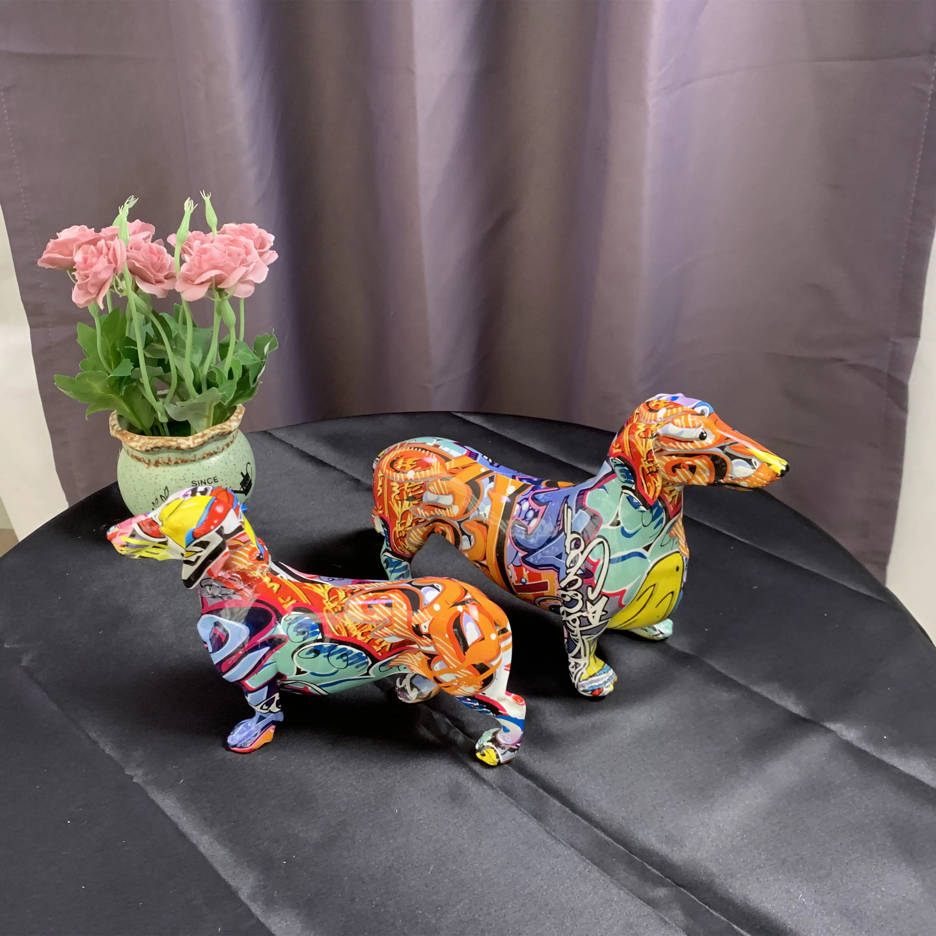 

Современное креативное красочное украшение в виде таксы для дома, винного шкафа, офиса, украшение для рабочего стола, поделки