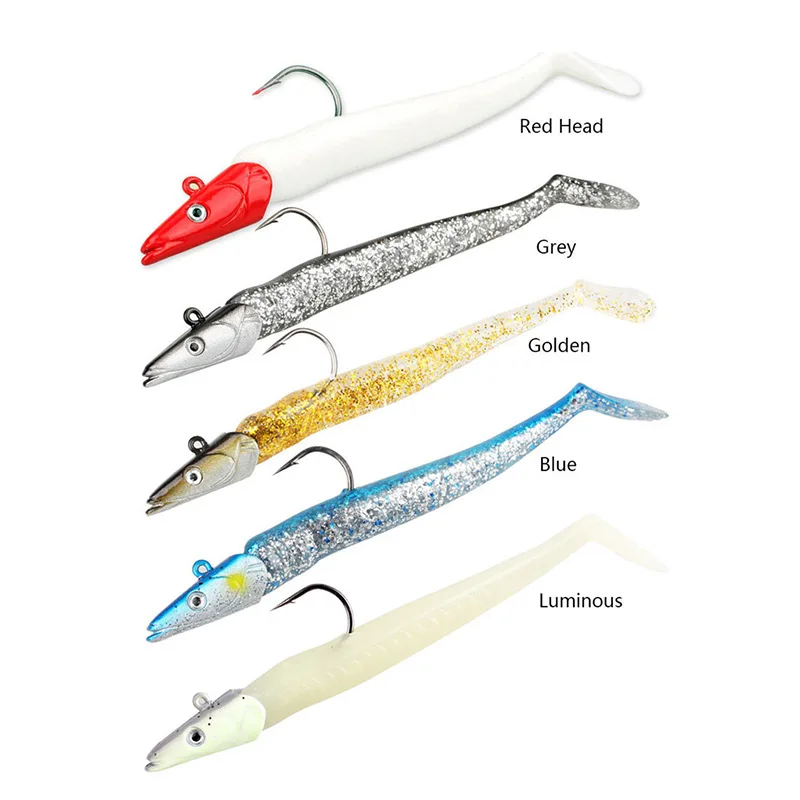 

1pcs Glow Eel Soft Lure Artificial Bait Silicone Lure Sea Bass Pike Rockfish Grouper Carp Fishing Lead Jig Head Tackle 11cm/16cm
