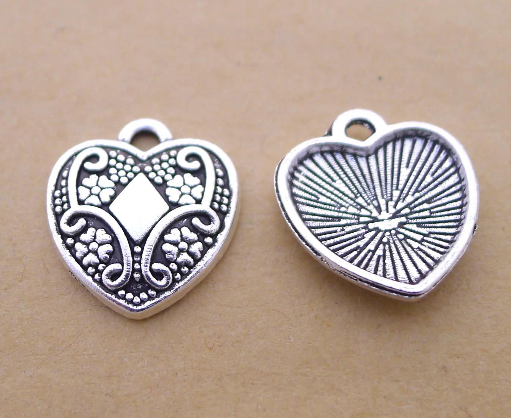 

Charm for making jewelry 10pcs 17x16mm antique silver color Heart charms